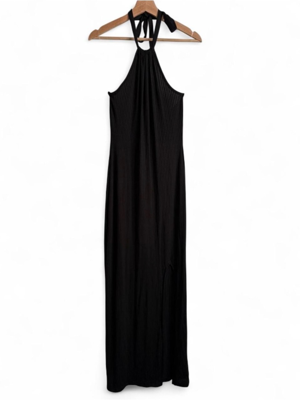Fashion Nova Black Halter Tie-Neck Maxi Dress